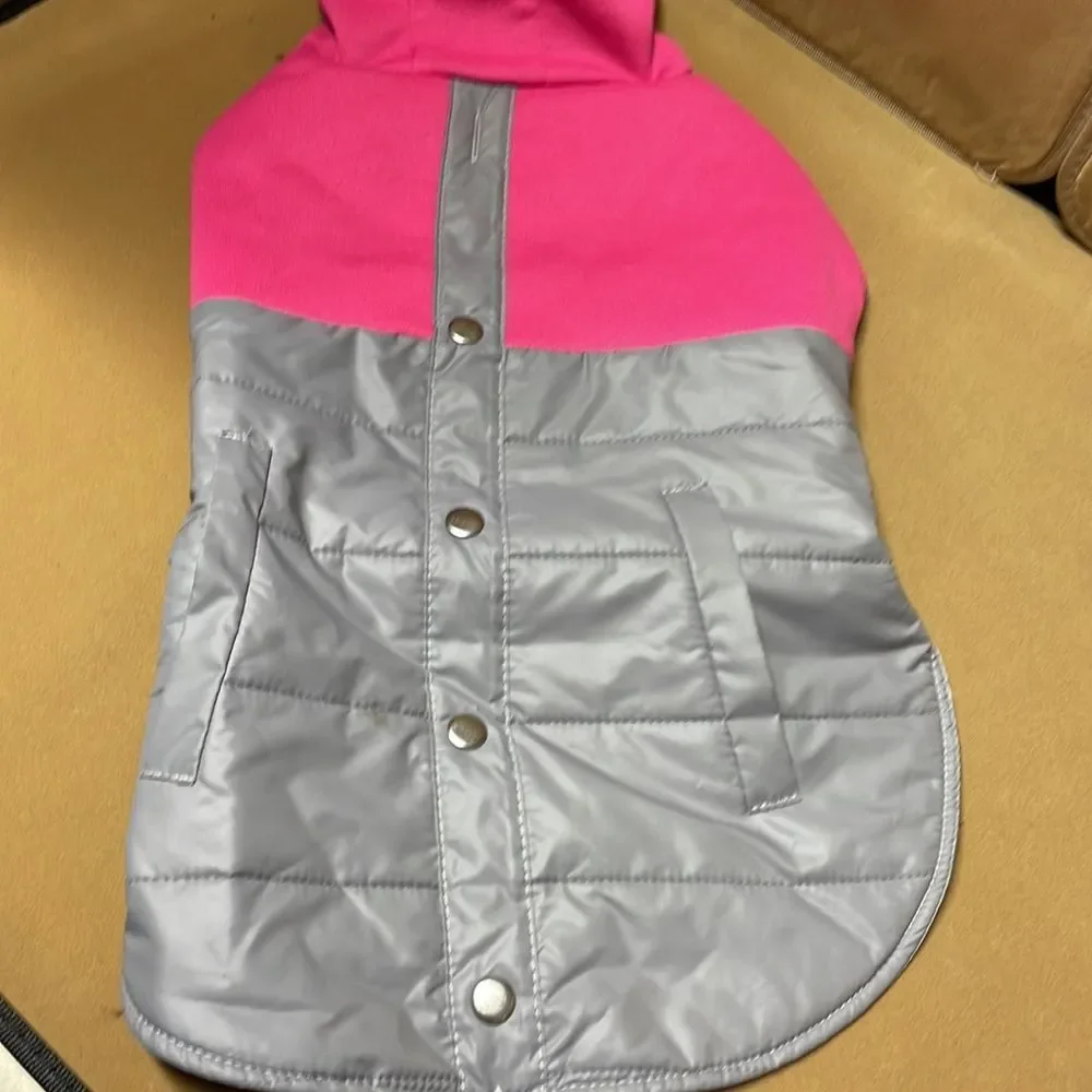 Pink and gray rain jacket